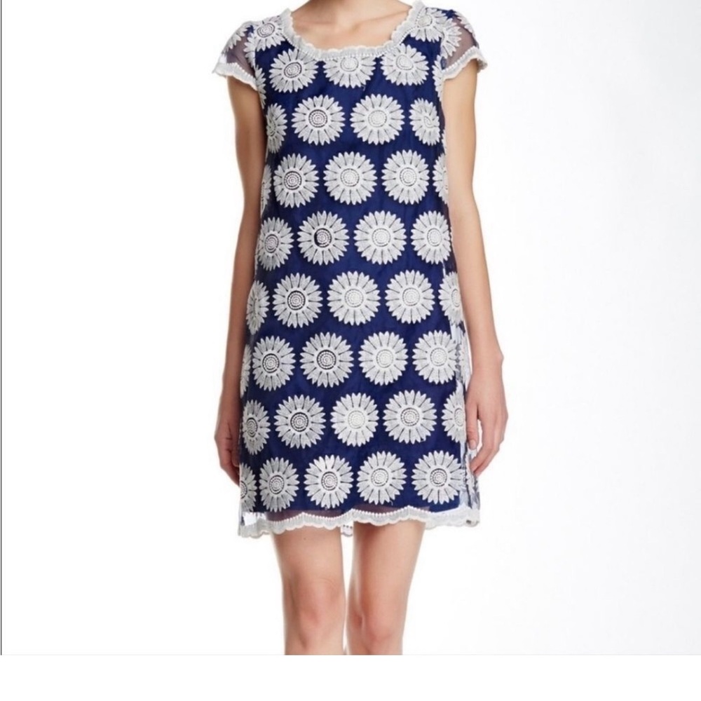 Betsey Johnson Navy and White Floral Mini Dress NWT